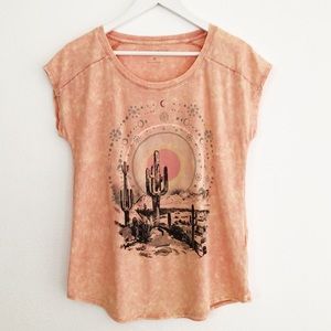 Lucky Brand Desert Dreamer Graphic Cap Sleeve Top